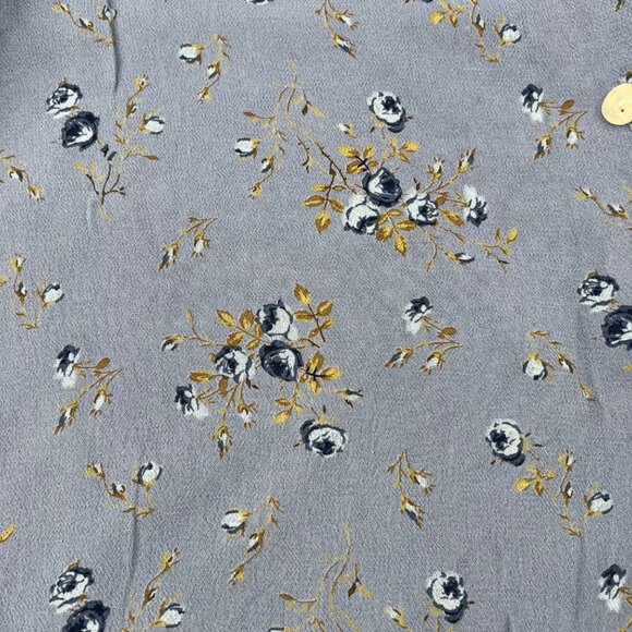 Liz Claiborne Womens Floral Button-Up Blouse XL Blue With 3/4 Sleeves Lightweigh - Picture 2 of 7